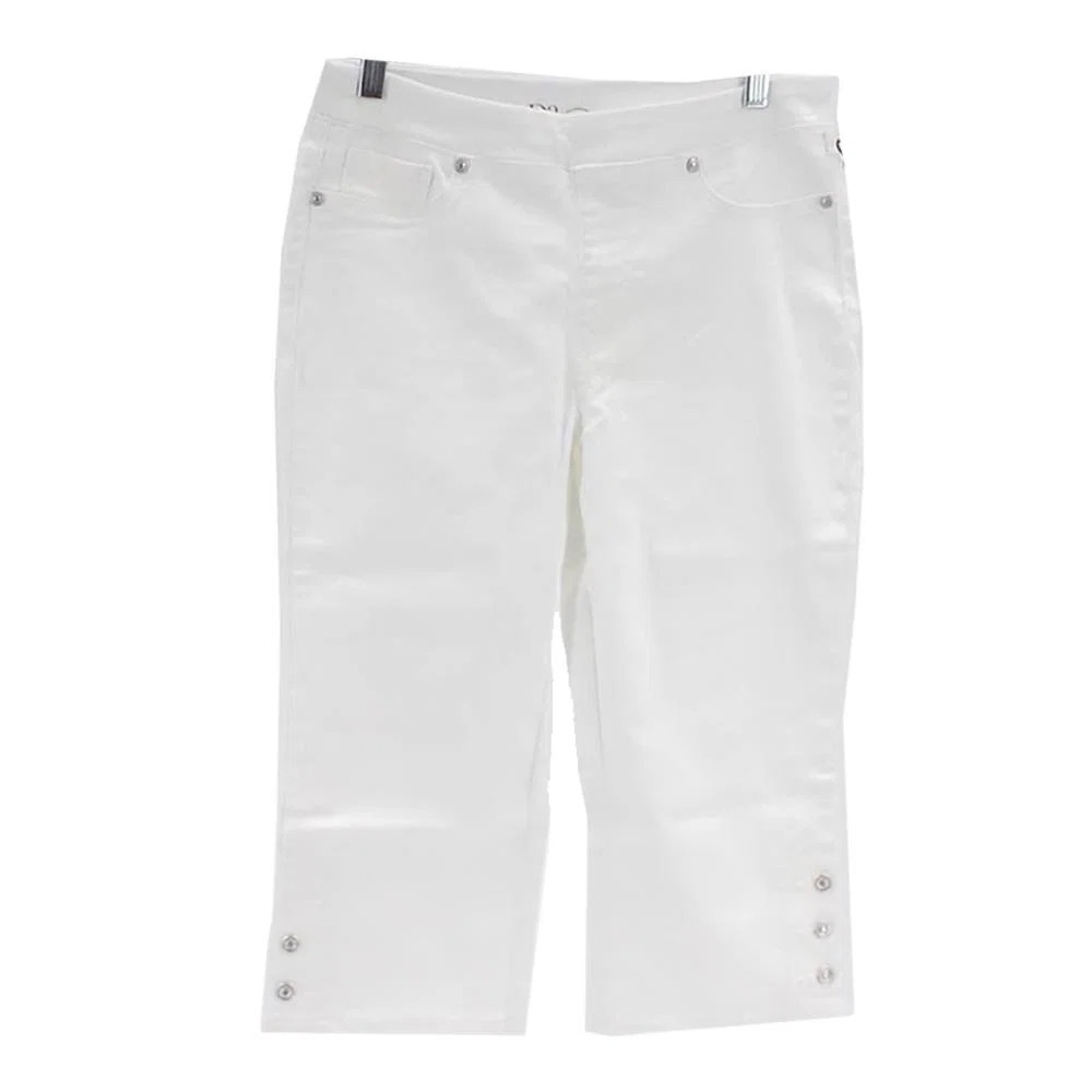 DG2 by Diane Gilman FLEXstretch Denim Pull-On Pedal Pusher White - Petite
